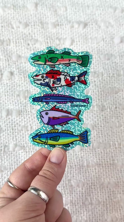Funky Fish Glitter Sticker, 4x2.5 in.