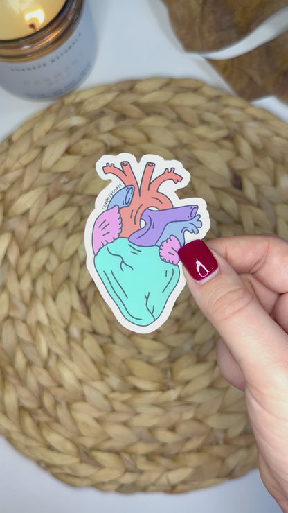 80's Anatomical Heart Vinyl Sticker, 3 x 2.1 in.