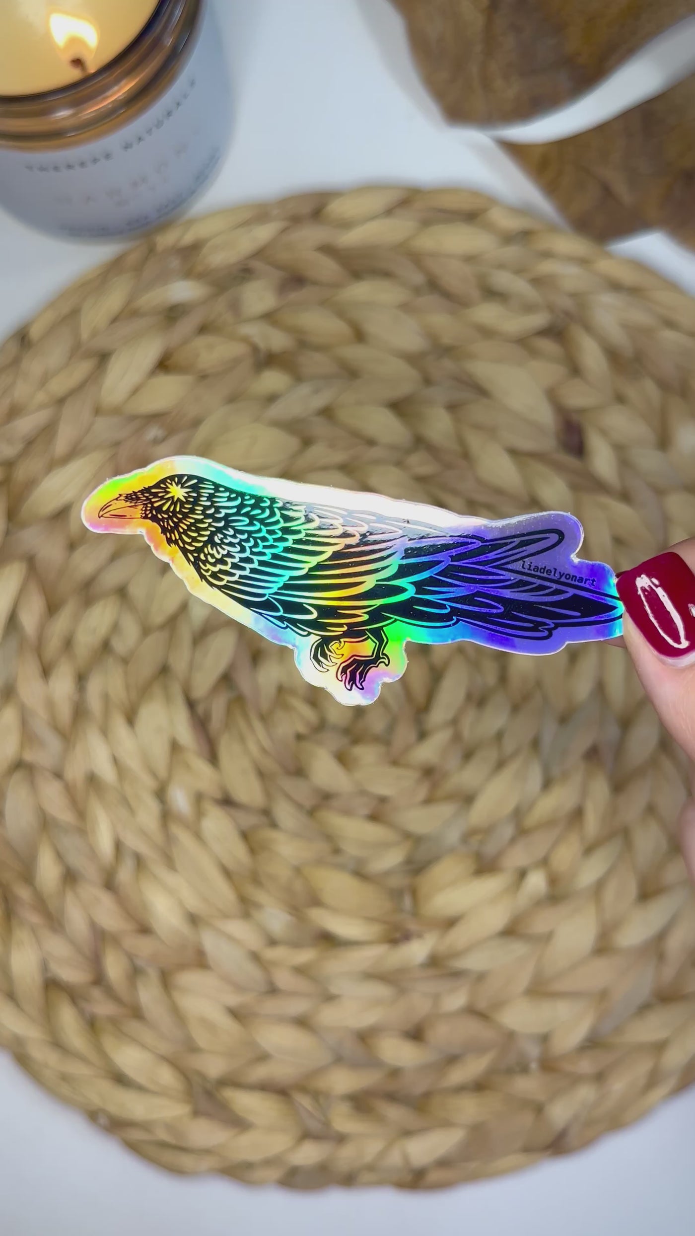 Starry Raven Holographic Sticker