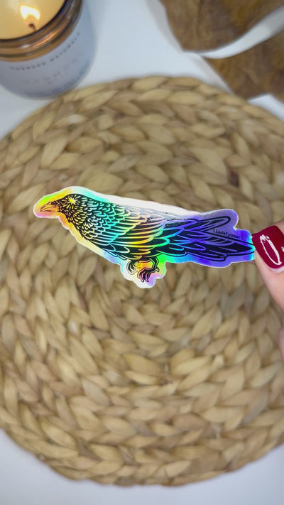 Starry Raven Holographic Sticker
