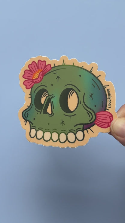 Cactus Skull Vinyl Sticker, 3 x 2.9 in.