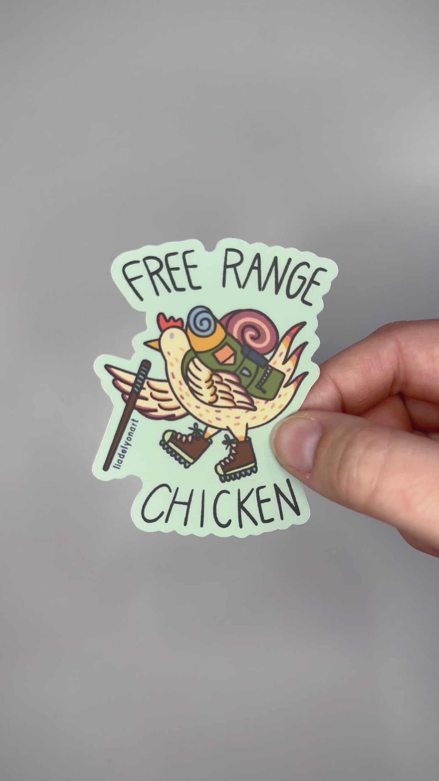 Free Range Chicken Vinyl Sticker, 2.4x3 in.