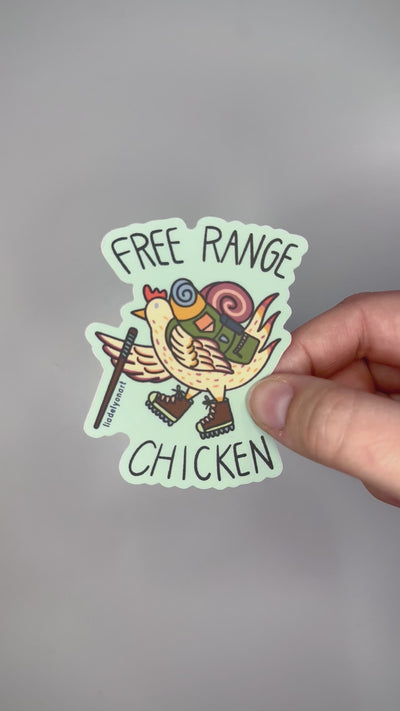 Free Range Chicken Vinyl Sticker, 2.4x3 in.