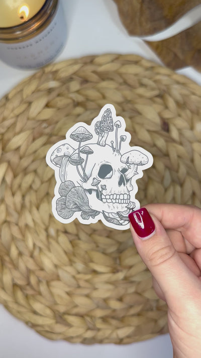 Mushroom Skull Vinyl Sticker, 3x2.6 in.