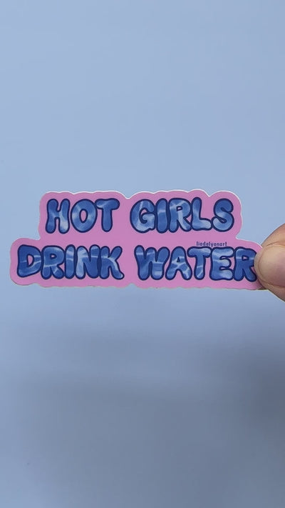 Hot Girls Drink Water Vinyl Sticker, 3.5 x 1.3 in.