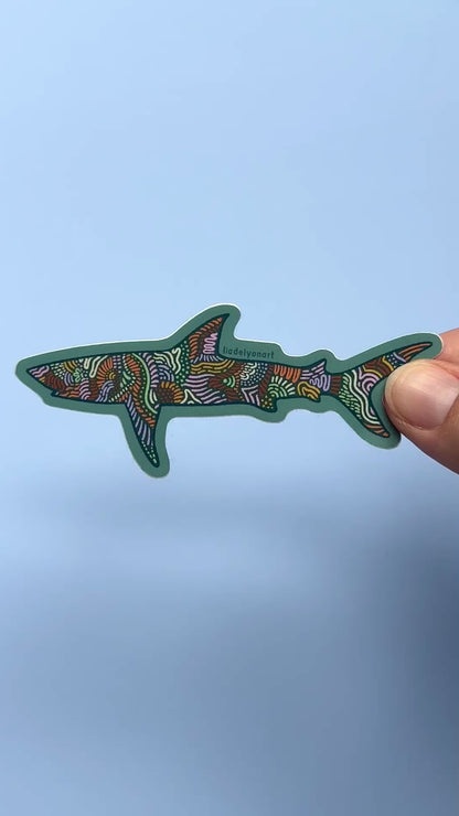 Abstract Shark Vinyl Sticker, 3.5 x1.5 in.