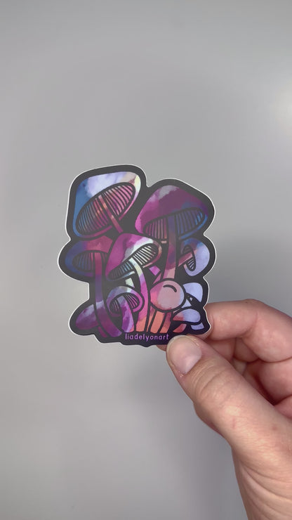 Watercolor Mushroom Vinyl Sticker, 3x2.5 in.