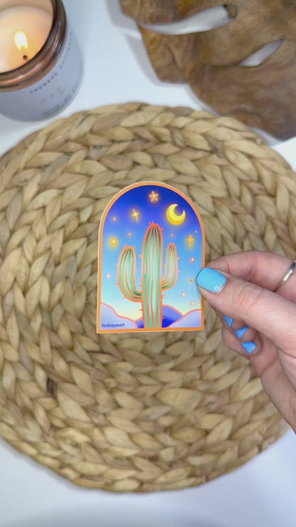 Cactus Arch Vinyl Sticker, 3x 2.3 in