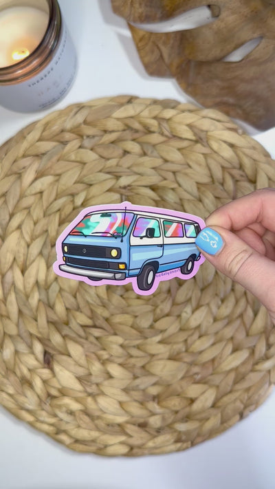 Hippie Van Vinyl Sticker, 3.5x1.4 in