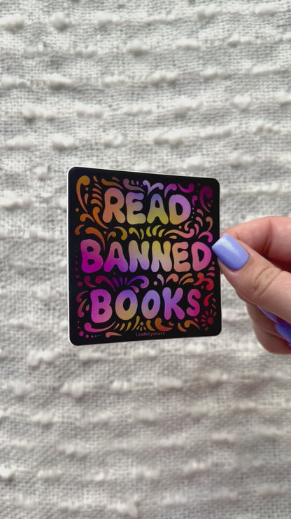 Read Banned Books Vinyl Sticker, 3x3in.