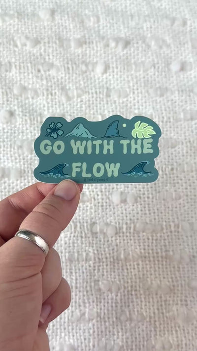Go With The Flow Vinyl Sticker, 3x1.5 in.