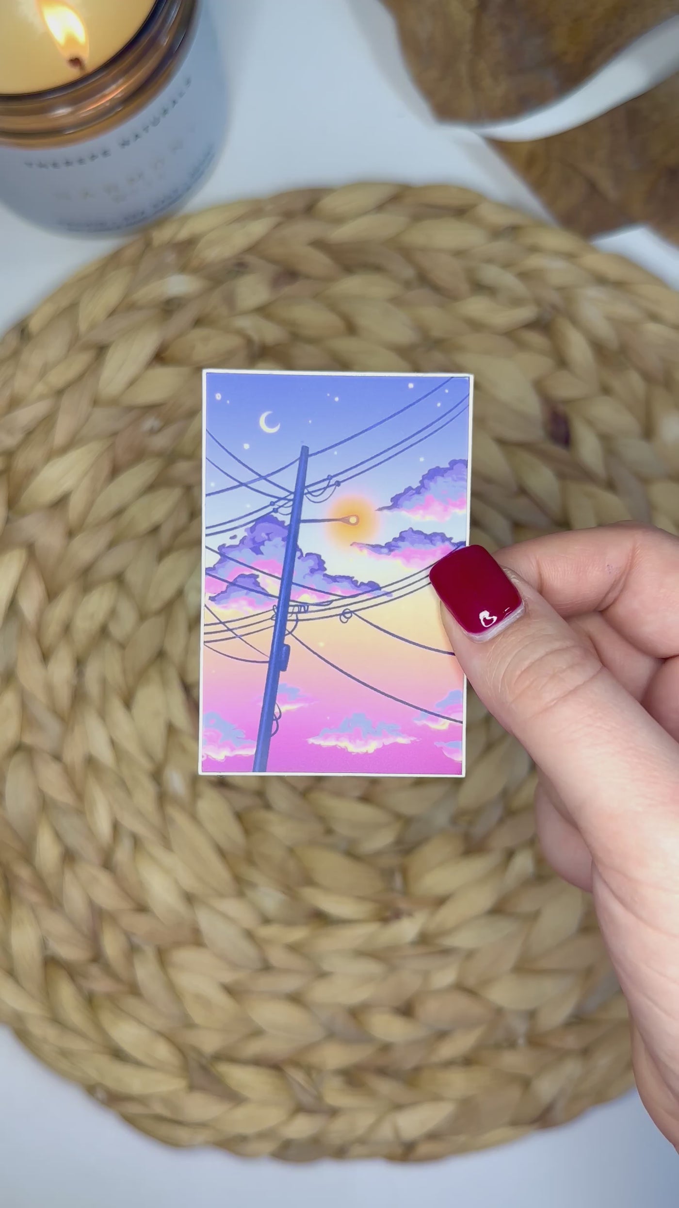 Sunset Telephone Pole Matte Vinyl Sticker