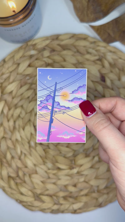 Sunset Telephone Pole Matte Vinyl Sticker