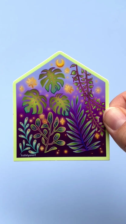 Tropical Greenhouse Vinyl Sticker, 3 x 2.6 in.