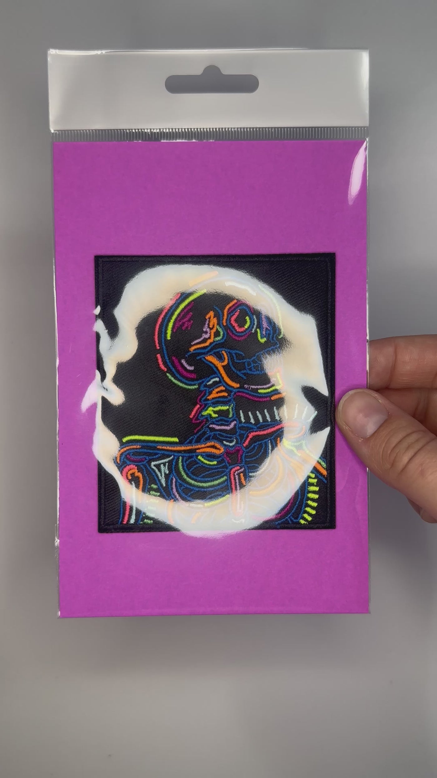 Neon Skeleton Embroidered Iron on Patch,
