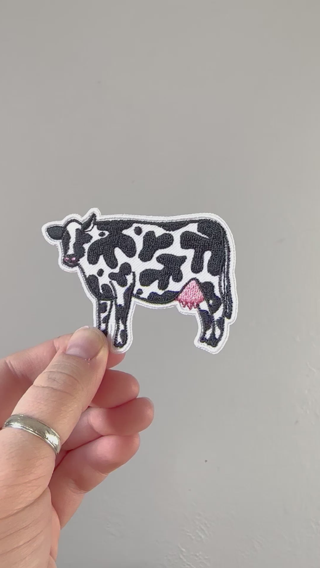 Abstract Cow Embroidered Iron on Patch