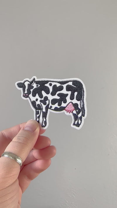 Abstract Cow Embroidered Iron on Patch
