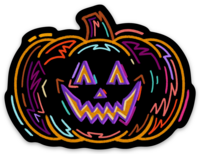 Spooky Pumpkin Vinyl Sticker, 3x2.2 in.