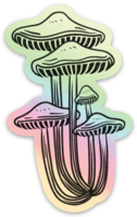Load image into Gallery viewer, Tall Mushies Holographic Vinyl Sticker, 3.25x2 in.

