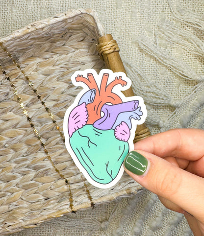 80's Anatomical Heart Vinyl Sticker, 3 x 2.1 in.