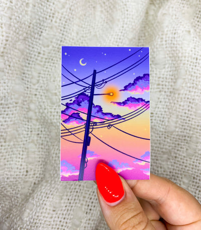 Sunset Telephone Pole Matte Vinyl Sticker