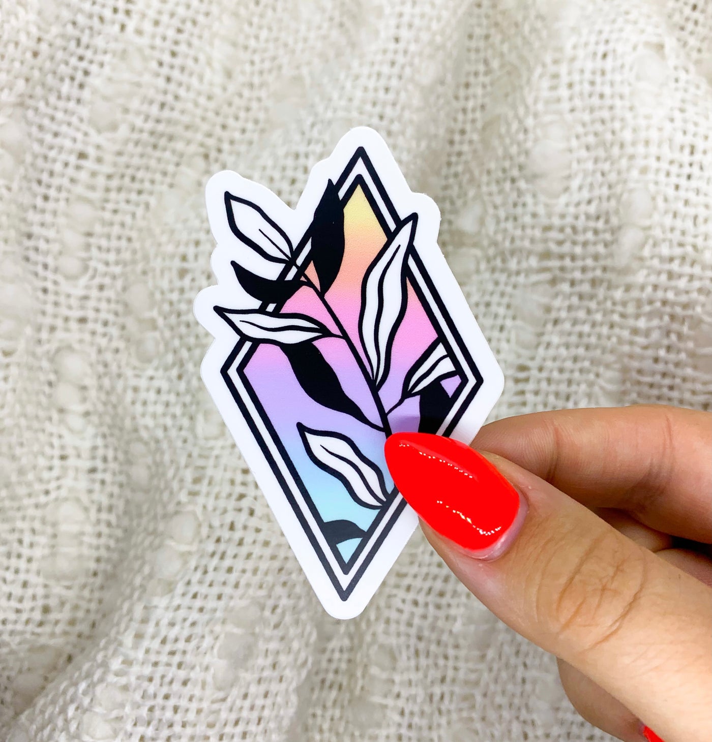 Pastel Plant Diamond 2x3 in. Matte Vinyl Sticker