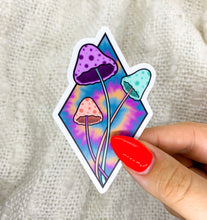 Load image into Gallery viewer, Tie Dye Mushrooms Diamond 2x3.3 in. Matte Vinyl Sticker
