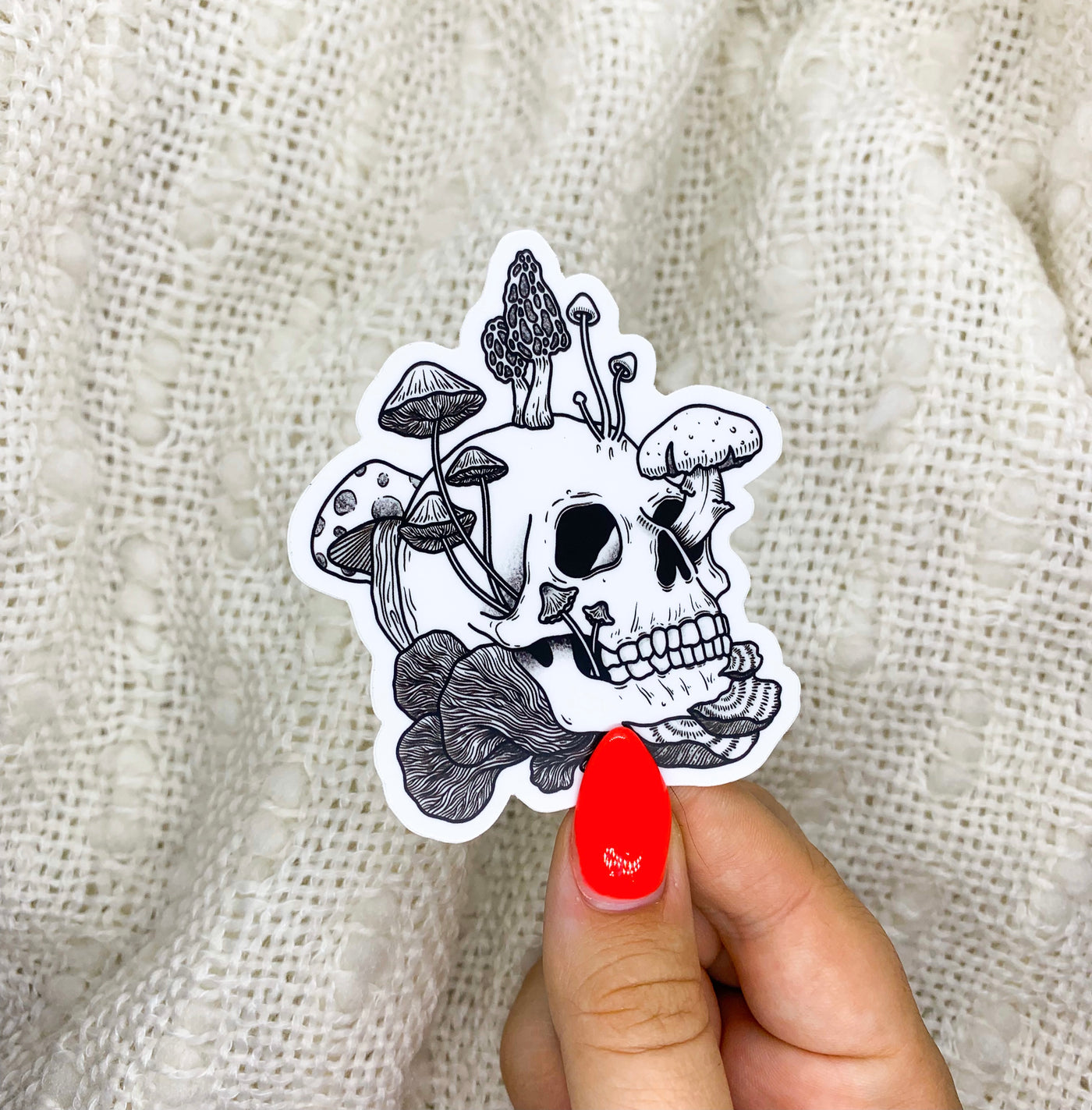 Mushroom Skull Vinyl Sticker, 3x2.6 in.