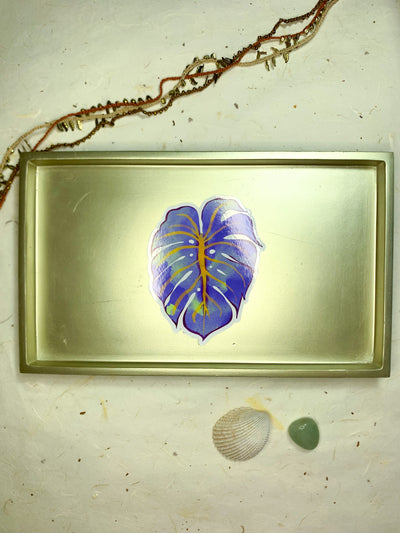Blue Monstera Static Window Cling, 4x3.3 in.