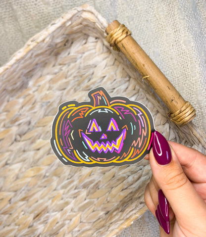 Spooky Pumpkin Vinyl Sticker, 3x2.2 in.