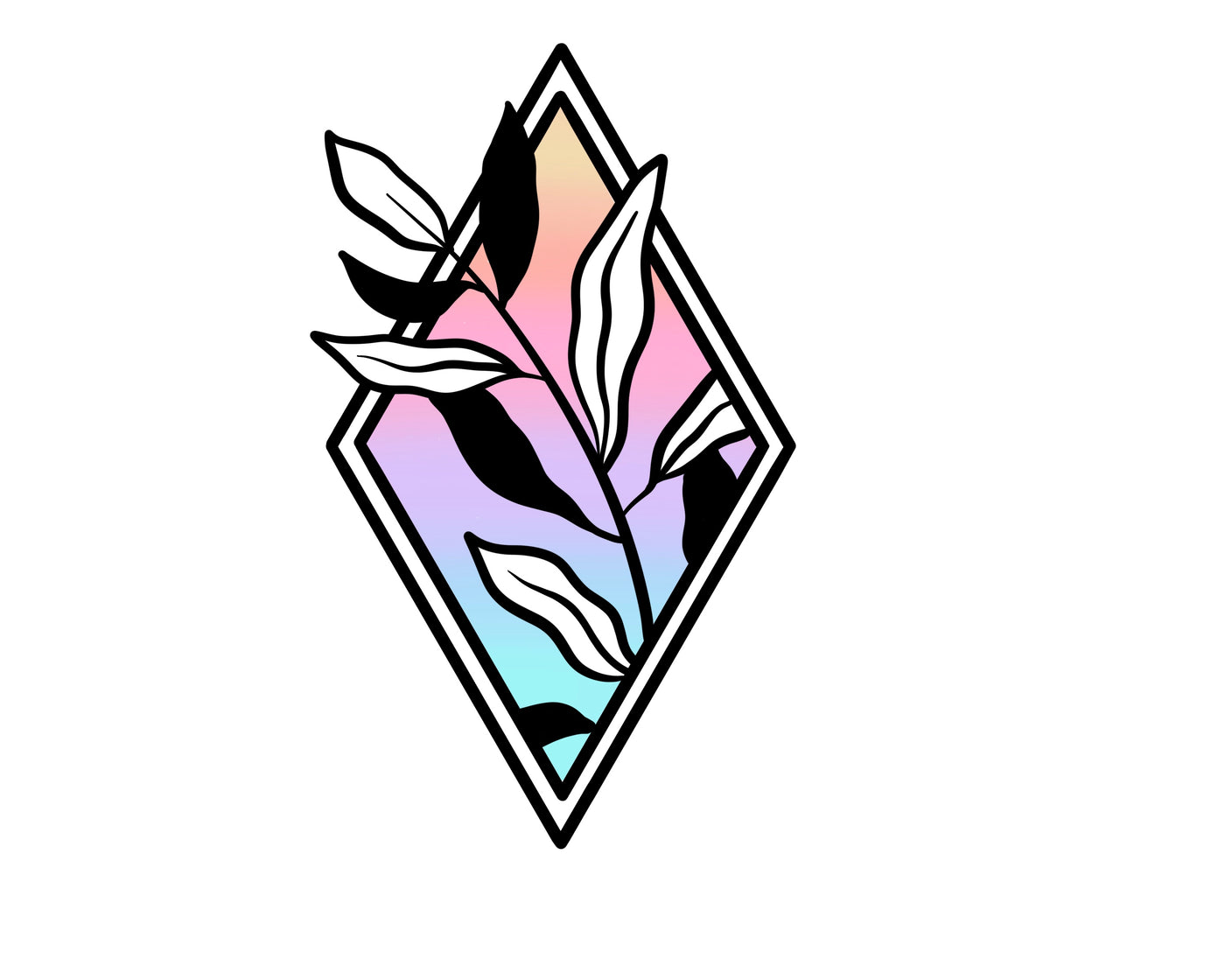 Pastel Plant Diamond 2x3 in. Matte Vinyl Sticker