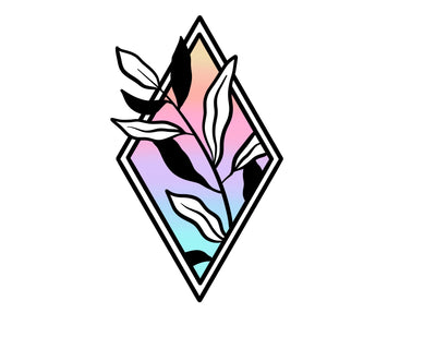 Pastel Plant Diamond 2x3 in. Matte Vinyl Sticker