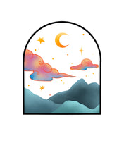 Load image into Gallery viewer, Clear Moon Arch Vinyl Sticker, 3x2.5 in.
