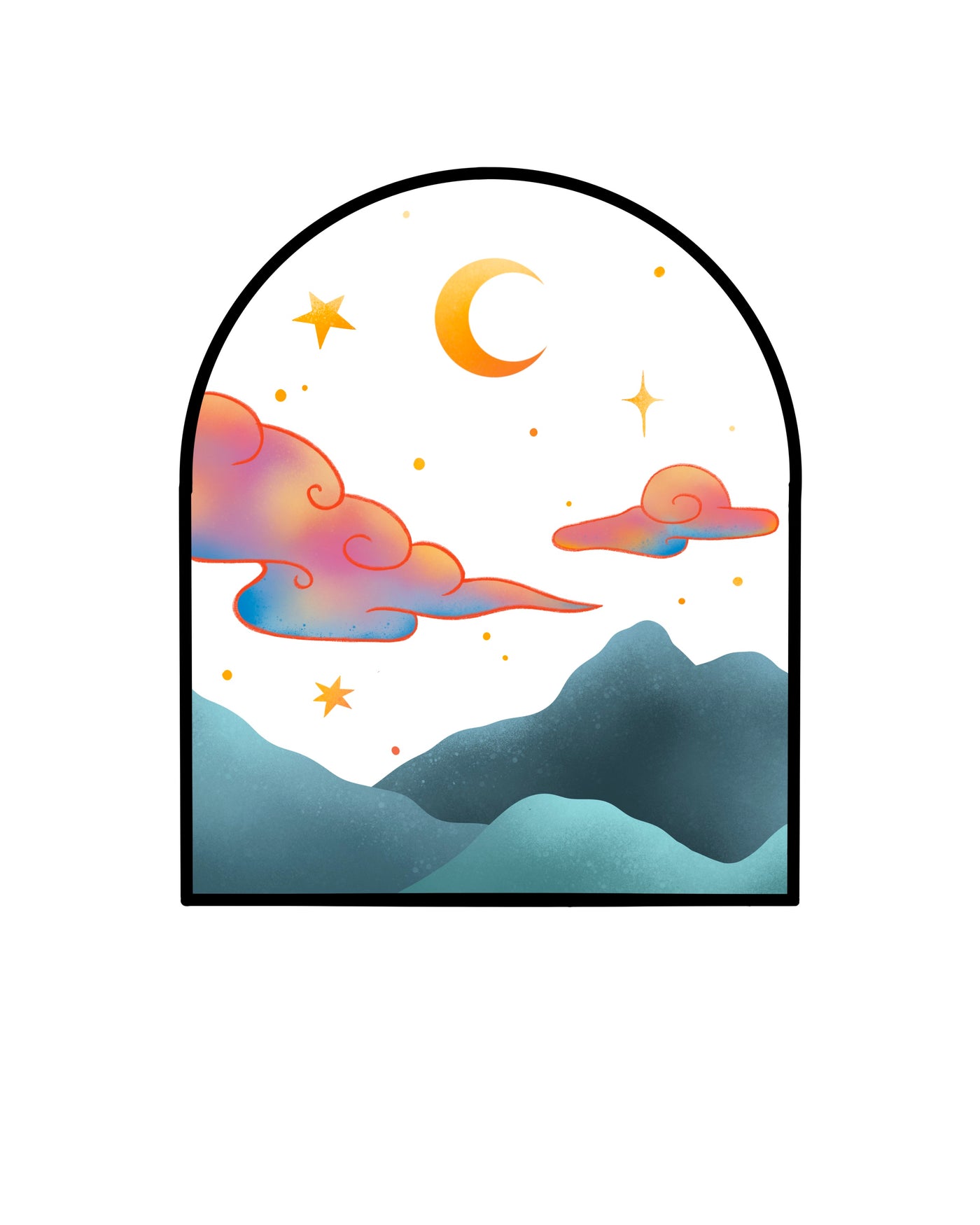 Clear Moon Arch Vinyl Sticker, 3x2.5 in.