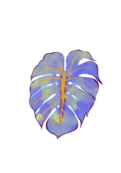 Blue Monstera Static Window Cling, 4x3.3 in.