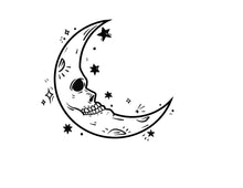 Load image into Gallery viewer, Skull Moon and Stars Holographic Vinyl Sticker, 3x2.7 in.
