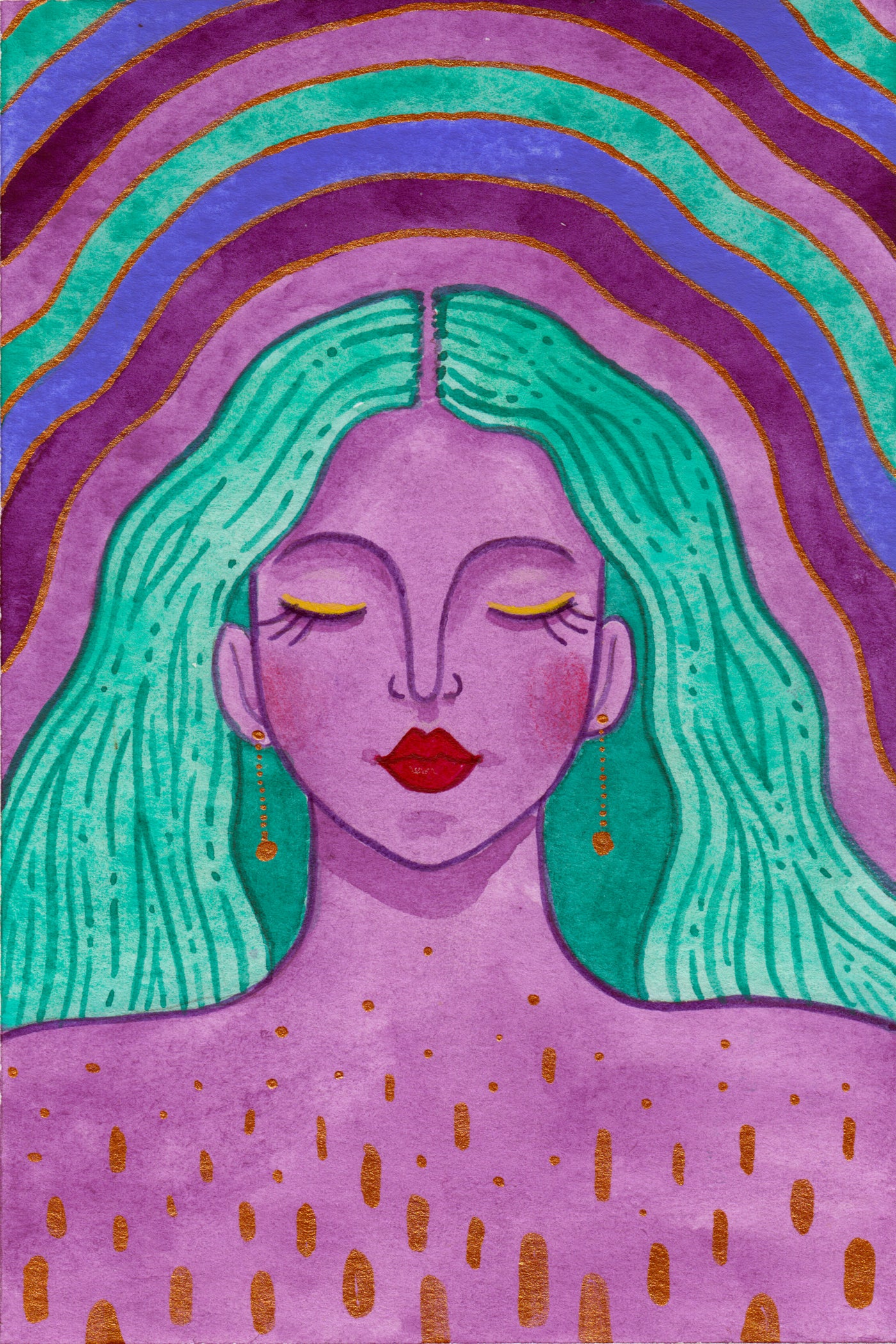 Purple Goddess art print, 5x7 in.